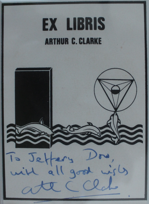 Bookplate with Arthuc C. Clarke's autograph